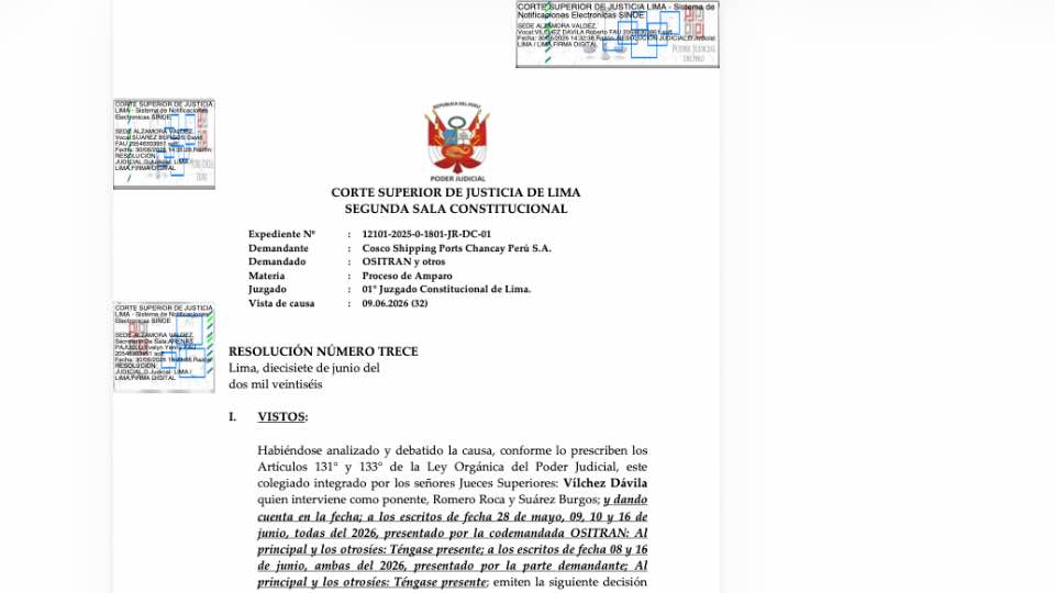 Justicia peruana revoca fallo a favor de china Cosco y ratifica fiscalización en puerto de Chancay